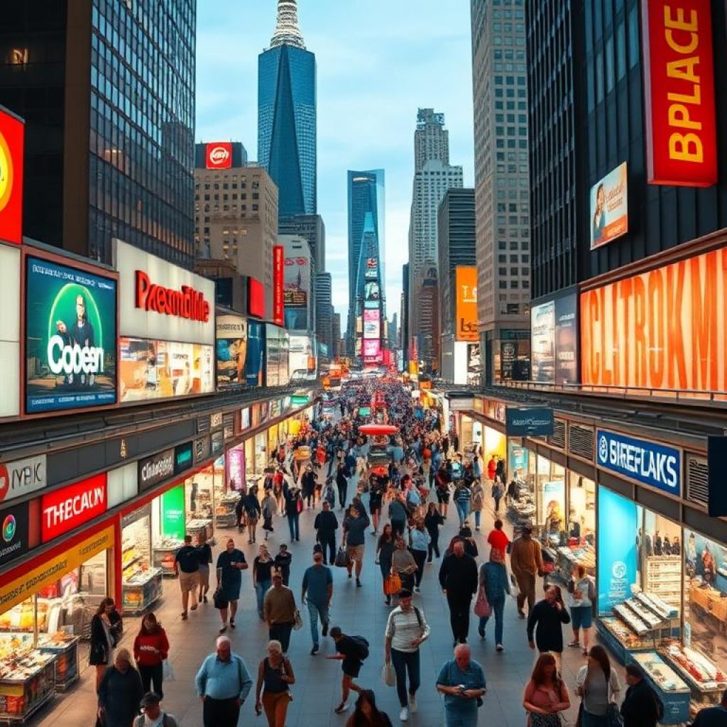 A bustling retail landscape showcasing the top discount stores in the U.S., captured in a vibrant, eye-catching composition. In the foreground, an array of discount store logos and signage stand out against a backdrop of modern, well-lit retail facades. The middle ground features a diverse array of shoppers navigating the aisles, conveying a sense of excitement and value-driven purpose. The background is filled with a cityscape of towering skyscrapers and bustling streets, creating a dynamic and urban atmosphere. The lighting is warm and inviting, highlighting the energy and convenience of these top discount retail destinations. Captured with a wide-angle lens to encompass the full scope of this thriving budget-friendly shopping experience.